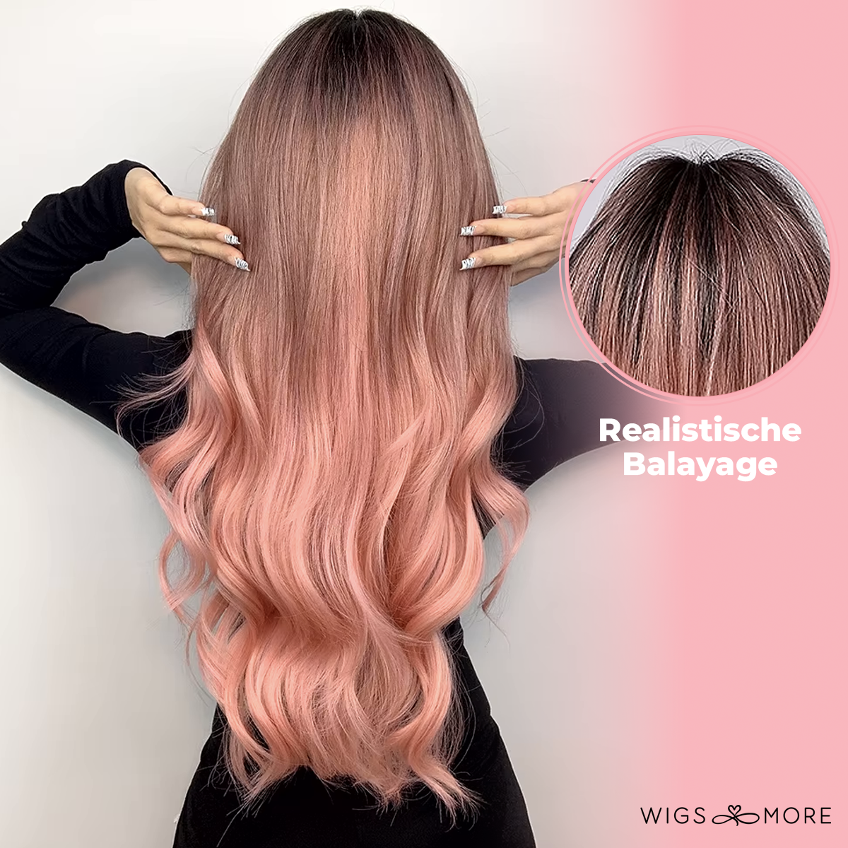 Roze pruik - Golvend - 65 cm