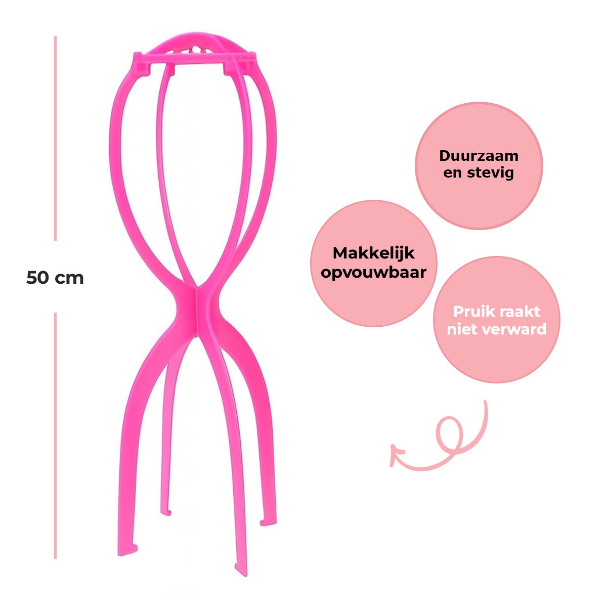 Pruikenstandaard + beschermhoes - 51 cm
