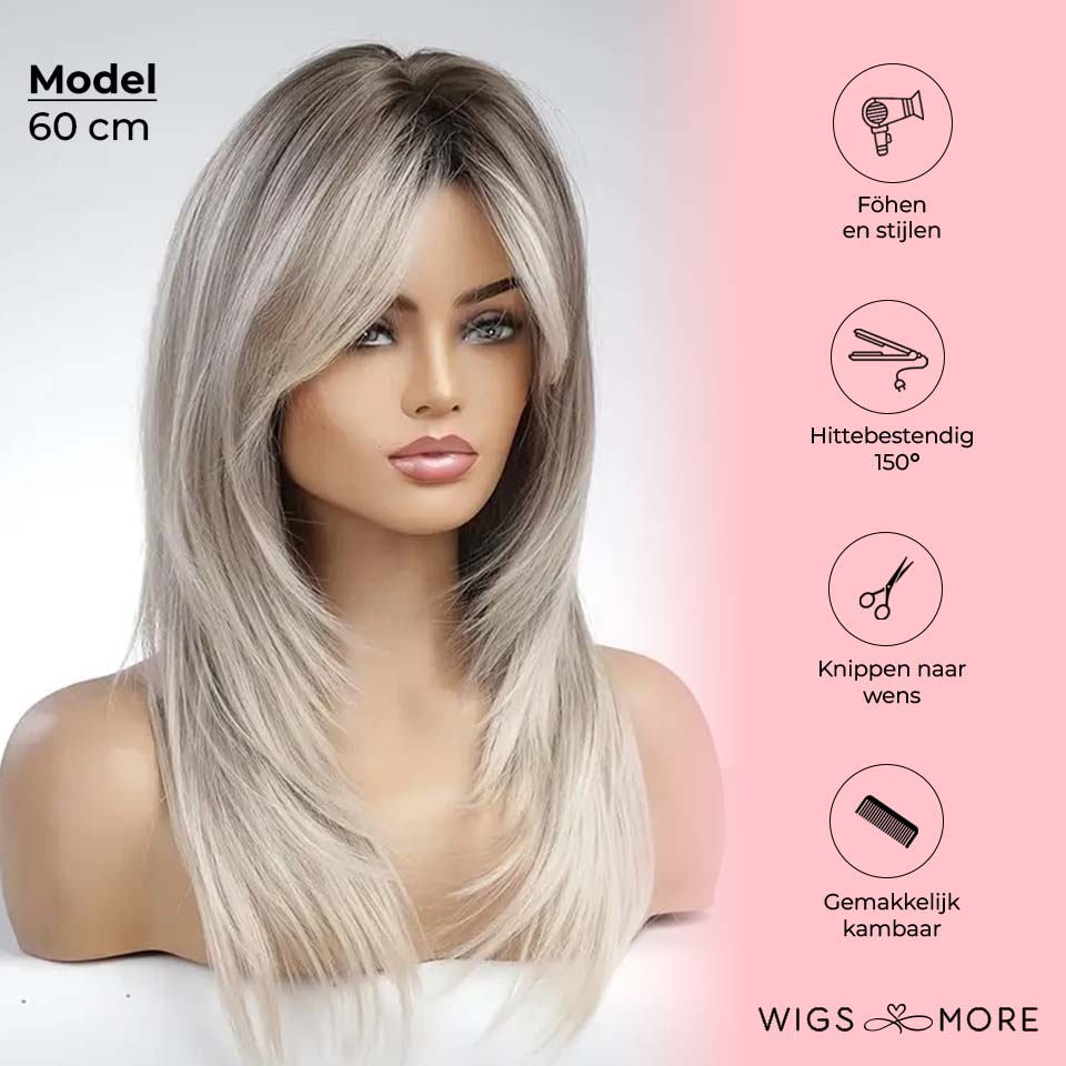 Platinum blonde pruik - 60 cm