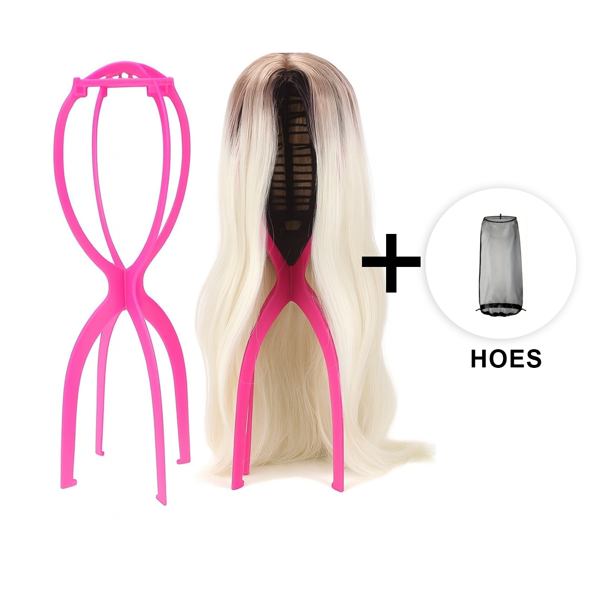 Pruikenstandaard + beschermhoes - 51 cm