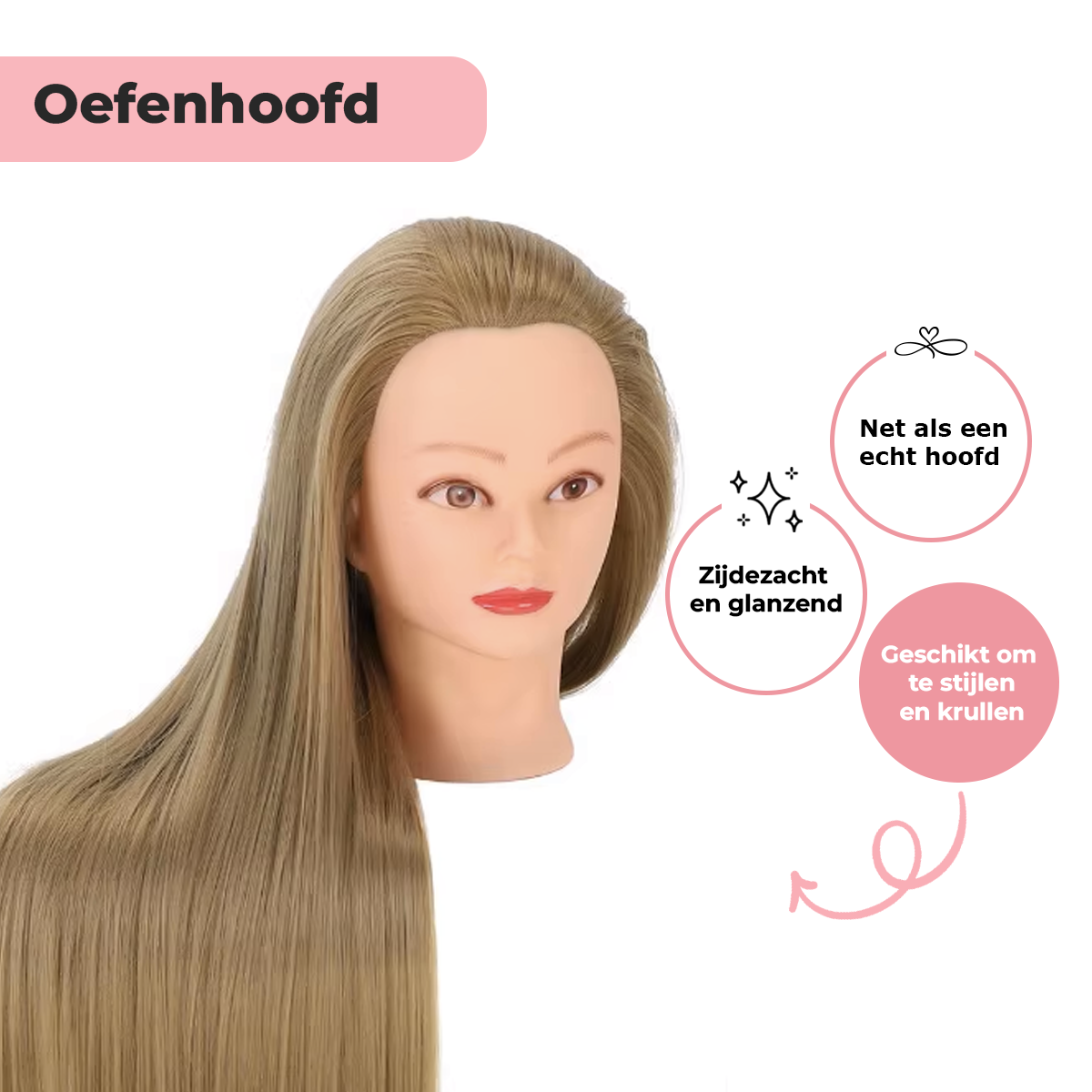 Kappershoofd oefenhoofd - Goudblond - 70 cm