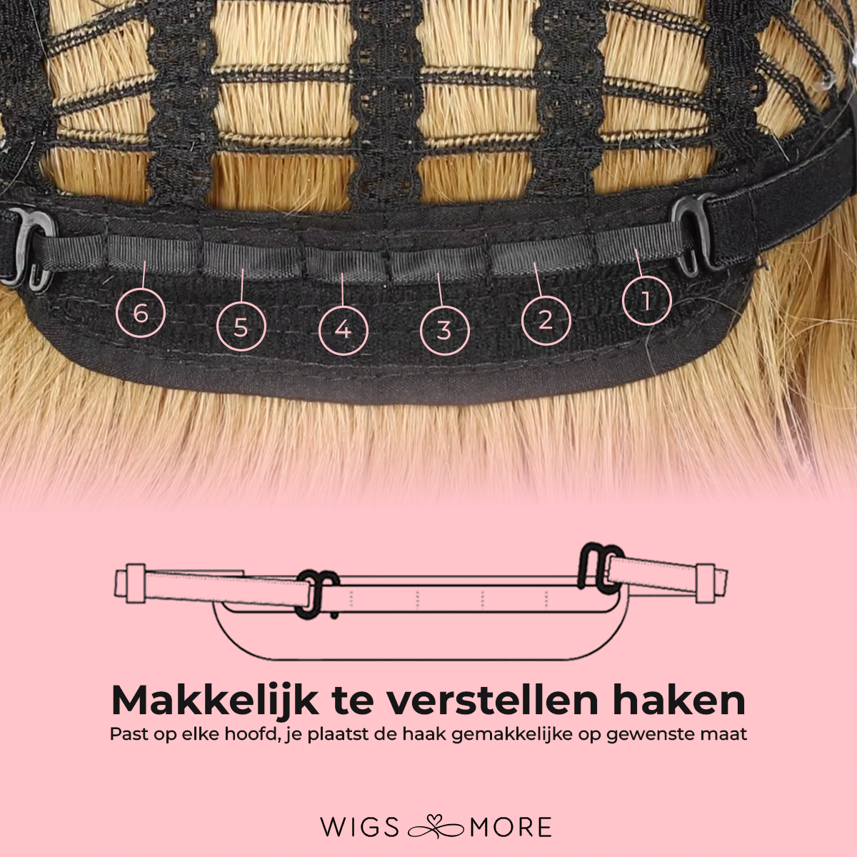 Roze pruik - Golvend - 65 cm