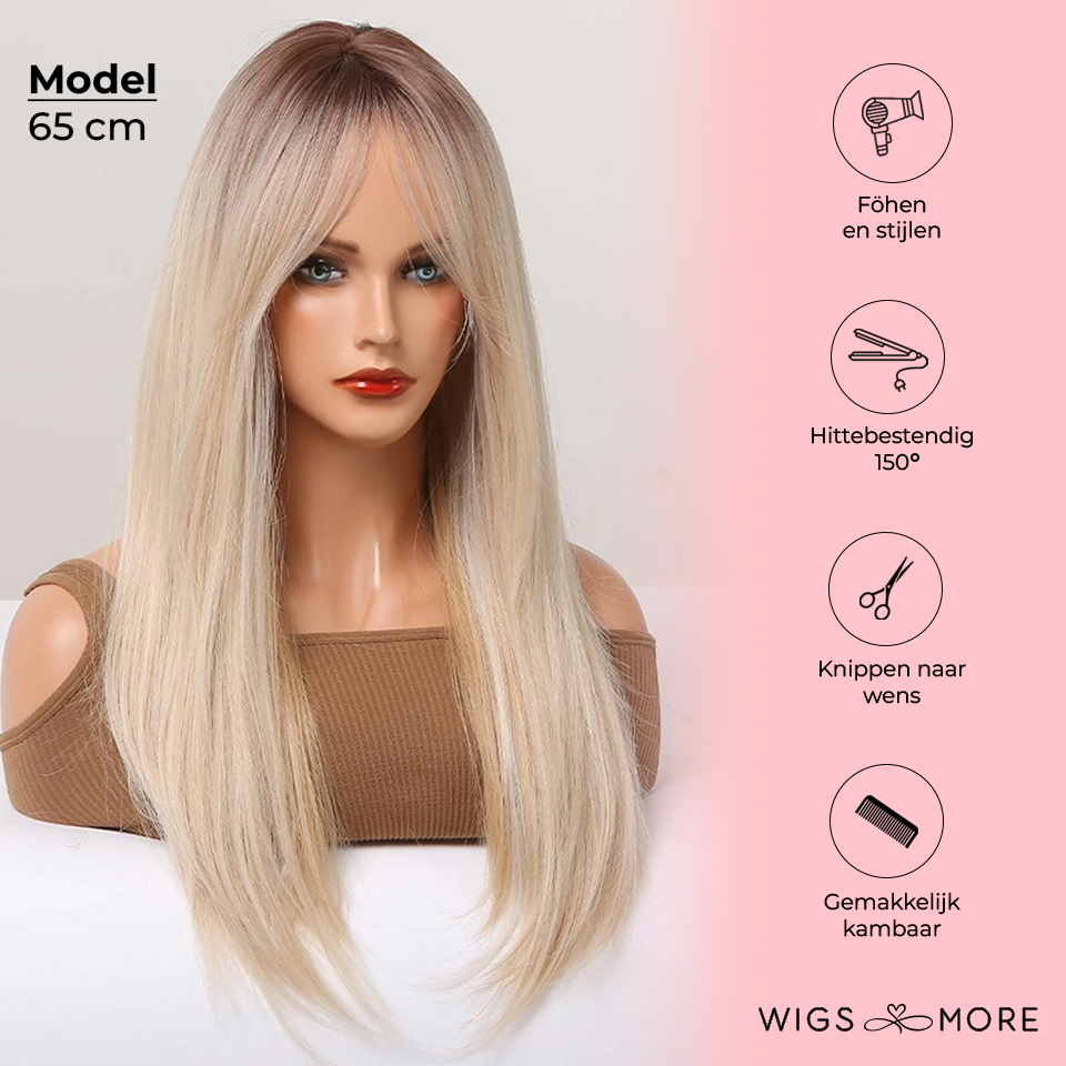 Lang blonde ombre pruik - 65 CM